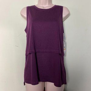 Calvin Klein Performance Epic Knit Tiered Tank Top in Merlot - NWT